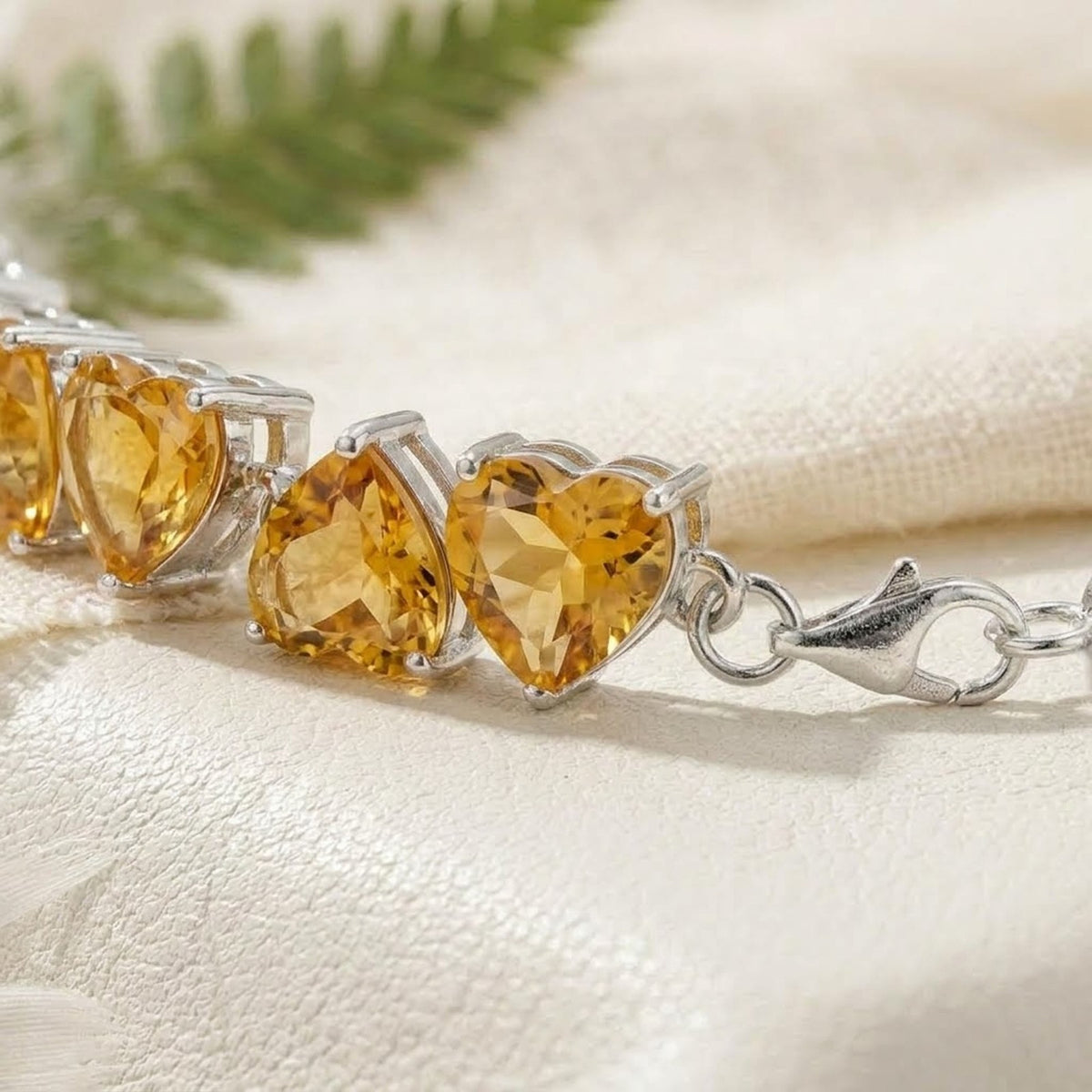 Natural Citrine Heart Cut Tennis Bracelet in 925 Sterling Silver Women