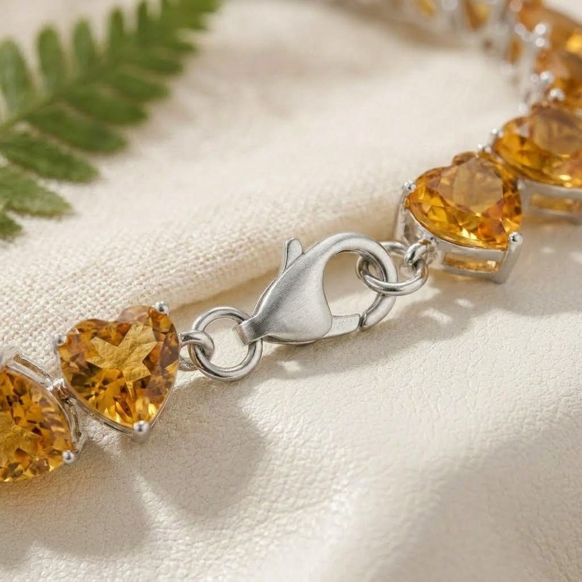 Natural Citrine Heart Cut Tennis Bracelet in 925 Sterling Silver Women