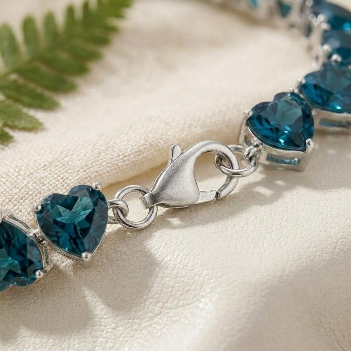 Natural London Blue Topaz Heart Cut Tennis Bracelet in 925 Sterling Silver Women