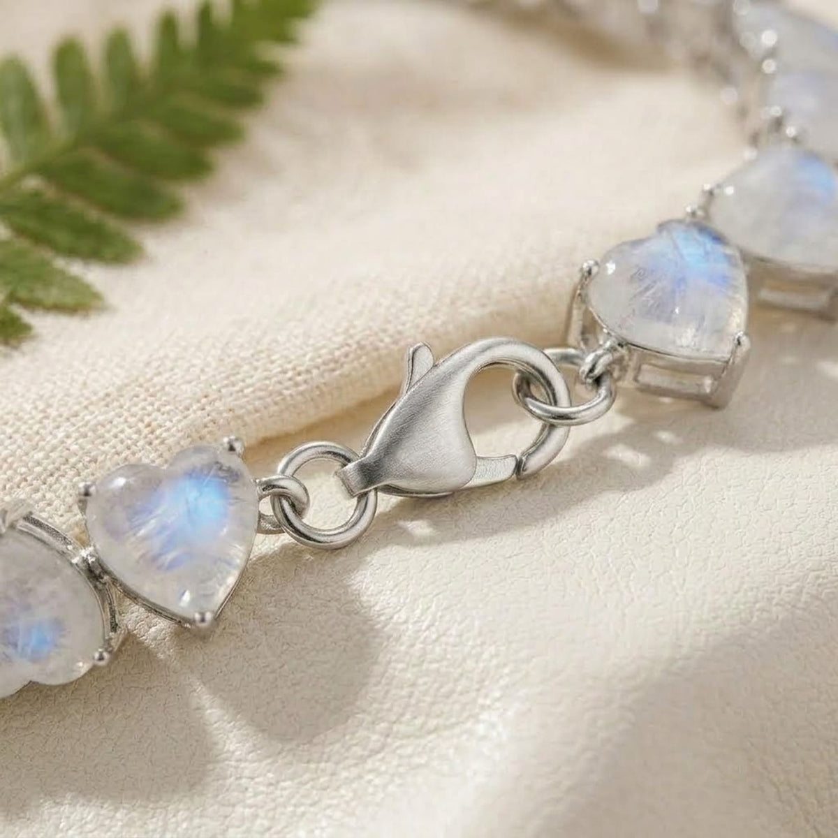 Natural Moonstone Heart Cut Tennis Bracelet in 925 Sterling Silver Women