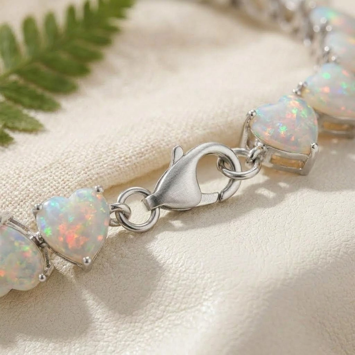 Natural Opal Heart Cut Tennis Bracelet in 925 Sterling Silver Women