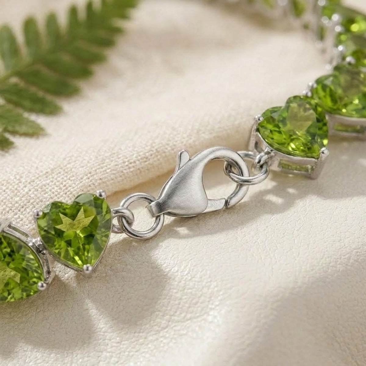 Natural Peridot Heart Cut Tennis Baracelet in 925 Sterling Silver For Women
