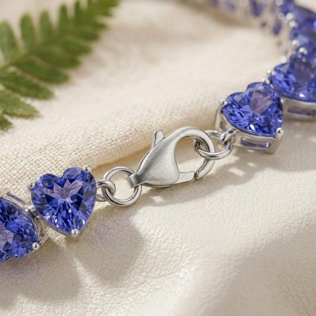 Lab-Grown Tanzanite Heart Cut Tennis Bracelet in 925 Sterling Silver For Women