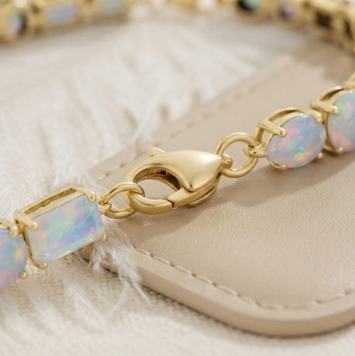 Natural Opal Multi cut Gemstone Tennis Bracelet in 925 Sterling Silver.