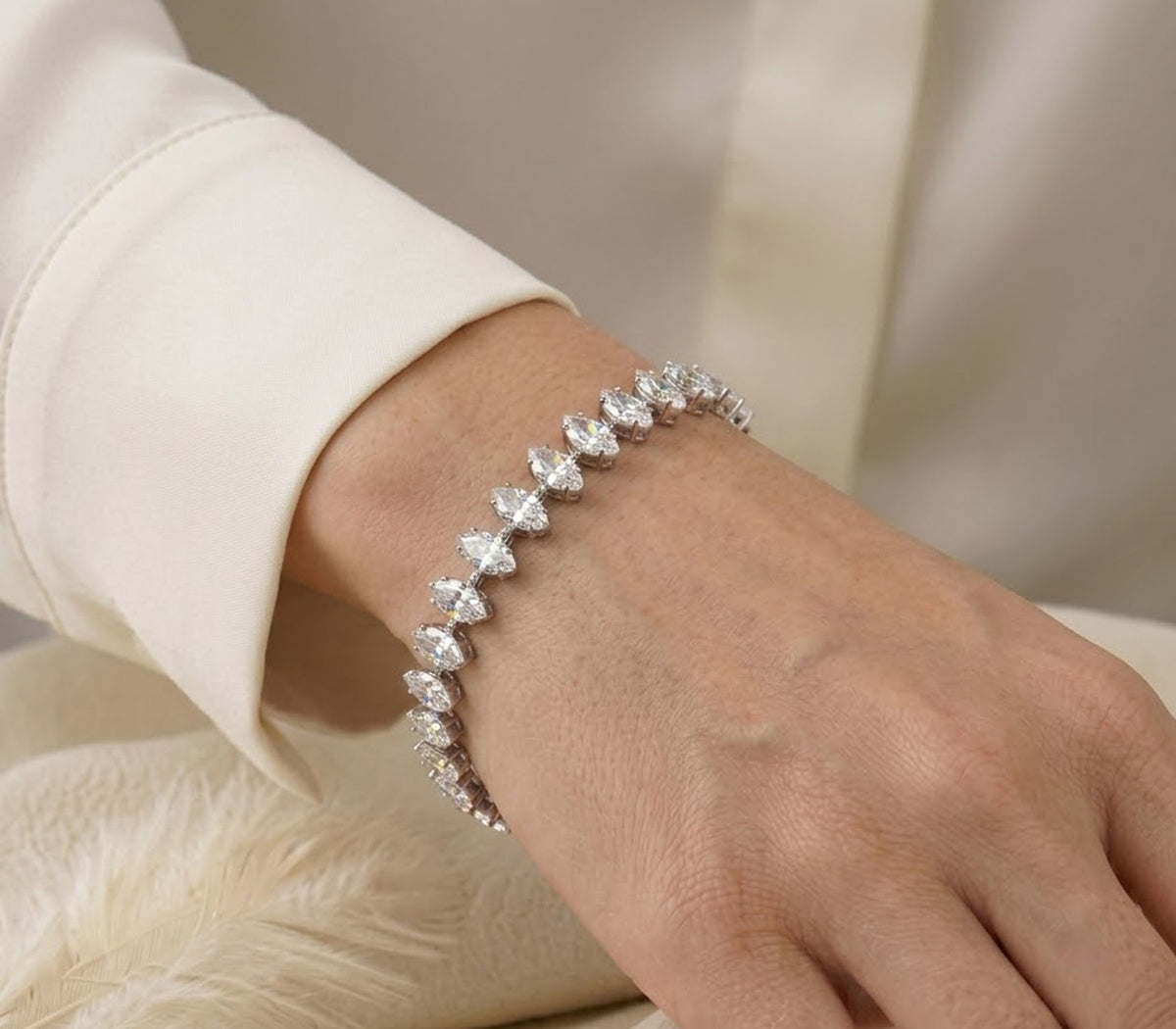 Natural Moissanite Tennis Bracelet Marquise Cut 925 Sterling Silver For Women Gift