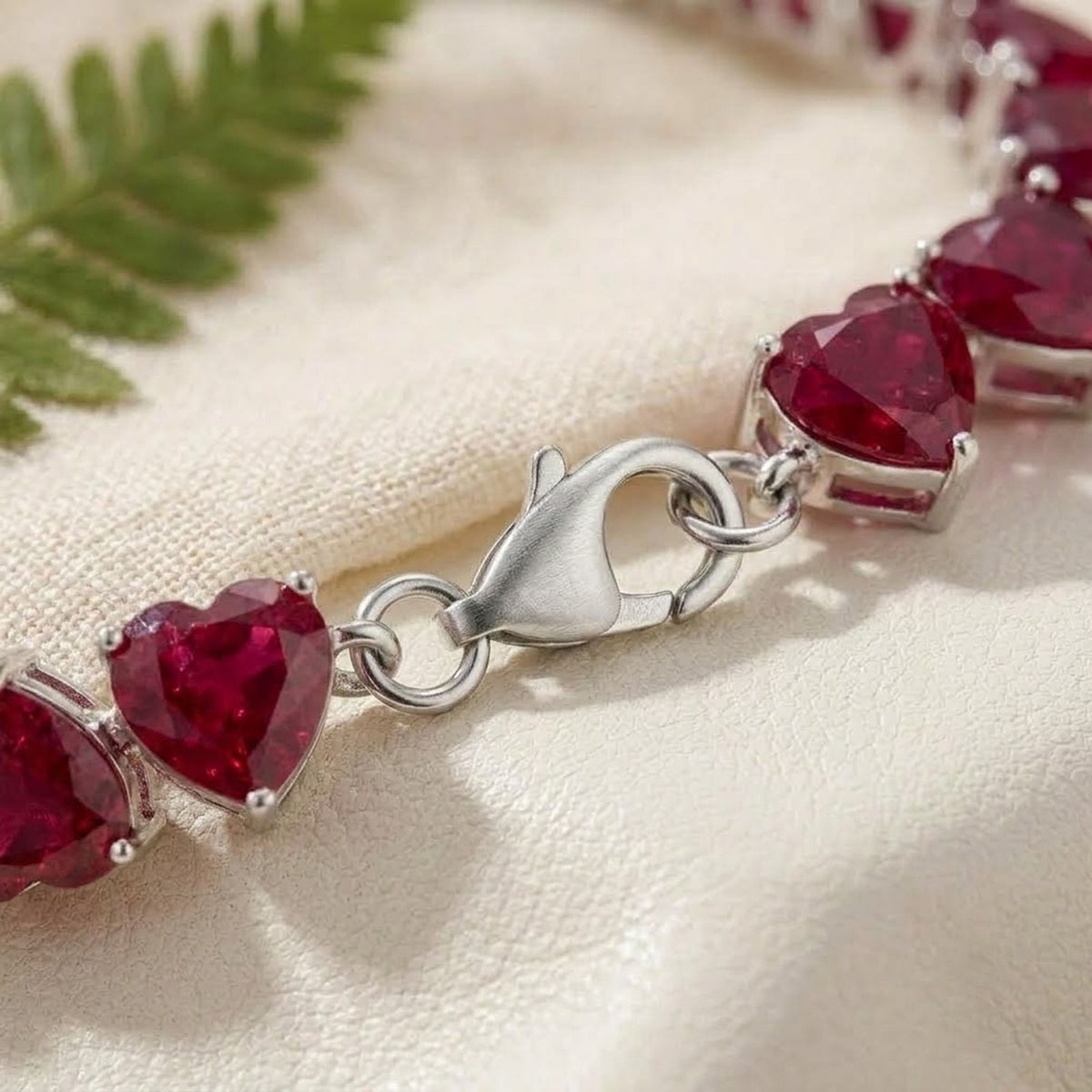Natural Ruby Heart Cut Tennis Bracelet in 925 Sterling Silver For Women