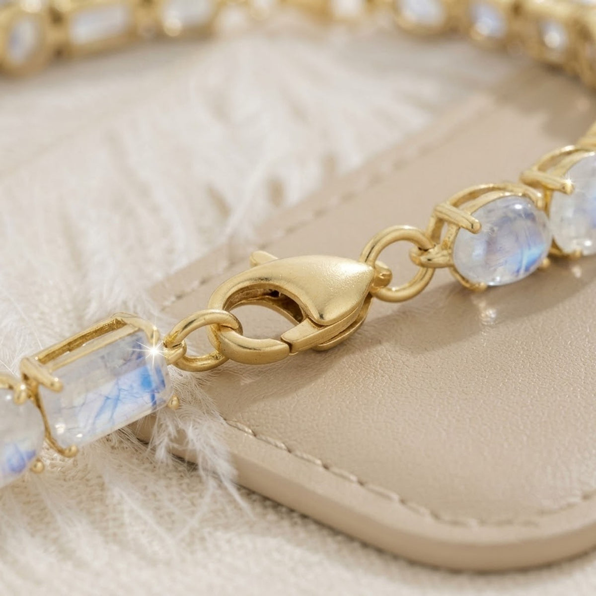 Natural Moonstone Multi Cut Gemstone Tennis Bracelet 925 Sterling Silver