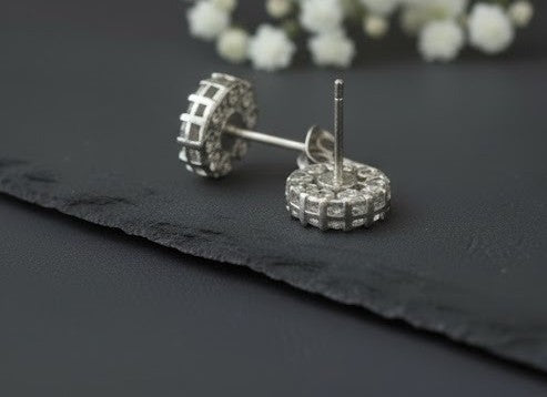 Celestial Sparkle Set: Natural Moissanite Flower Pendant & Stud Earrings in Sterling Silver