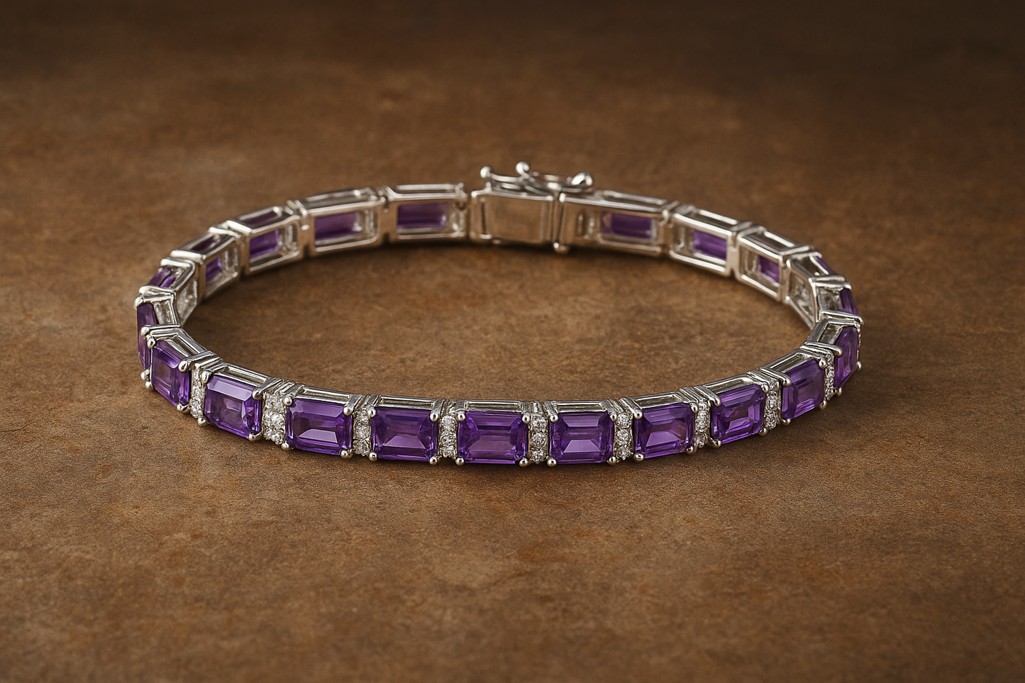 Natural Amethyst & Brilliant Moissanite Eternity Bracelet
