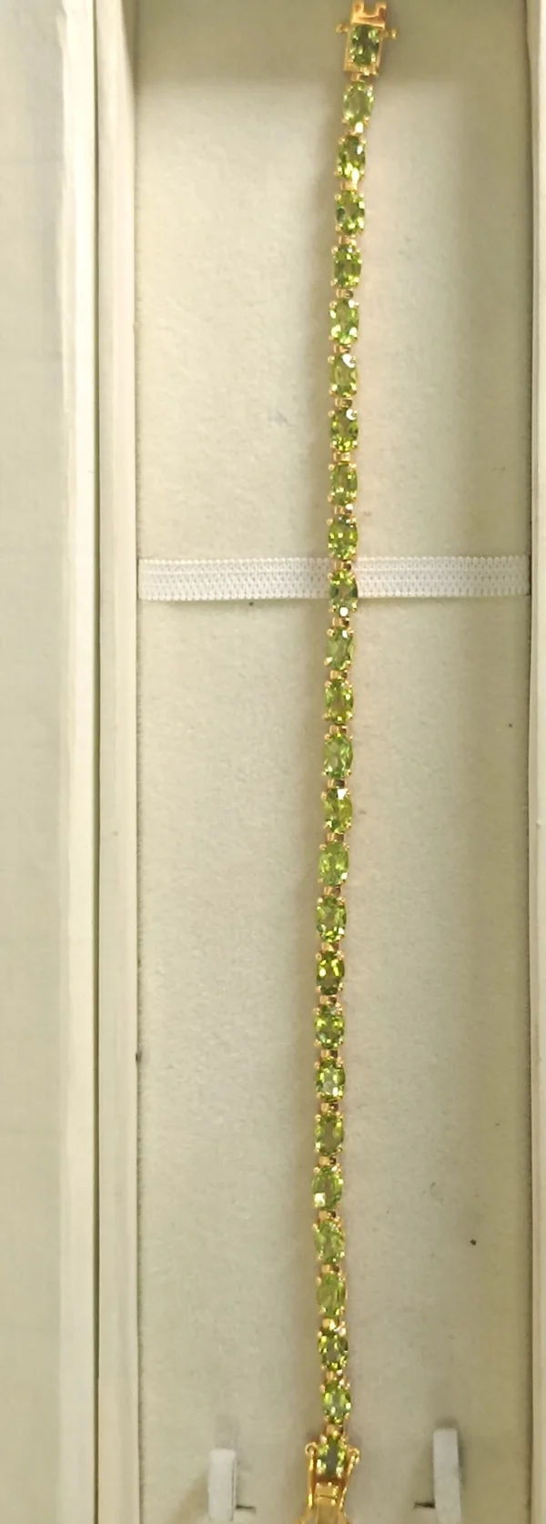 Natural Oval cut Peridot Tennis Bracelet In Platinum Overlay Sterling Silver . - Image 7
